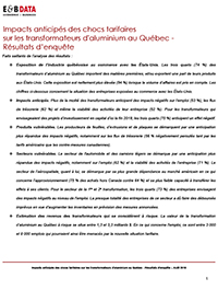 Étude Impacts anticipés des chocs tarifaires sur les transformateurs d'aluminium au Québec - Résultats d’enquête - 2018  - AluQuébec